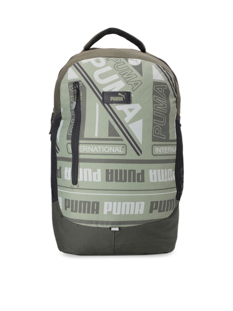 

Puma Unisex Black & Green Brand Logo Backpack