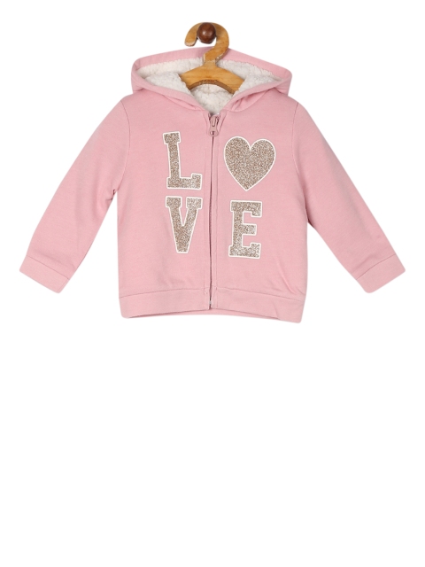 

The Childrens Place Girls Pink Printed Hooded Sweatshirt