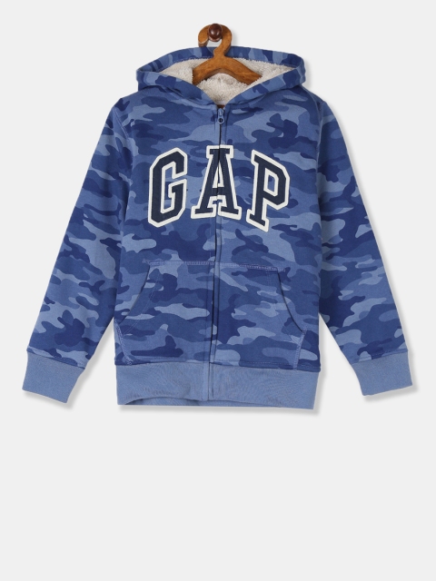 

GAP Boys Blue Printed Hooded Sweatshirt