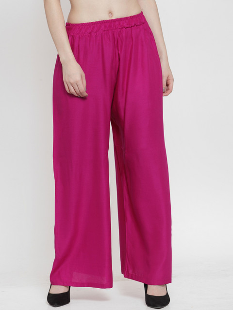 

TAG 7 Women Magenta Solid Flared Palazzos