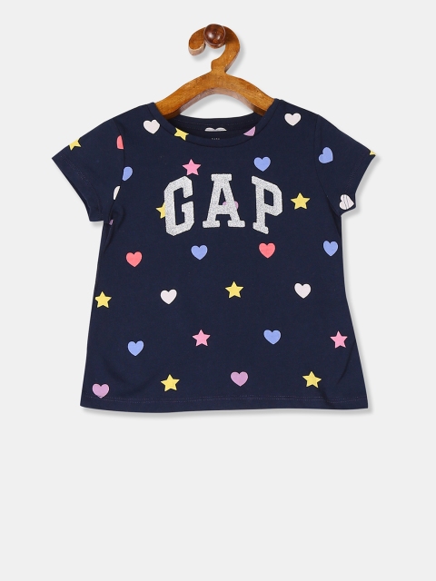 

GAP Girls Blue Printed Round Neck T-shirt