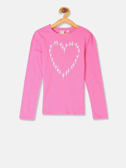 

GAP Girls Pink Printed Round Neck T-shirt