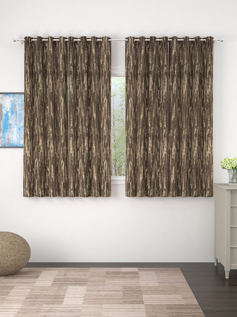 

Story@home Olive Green & Beige Set of 4 Window Curtains
