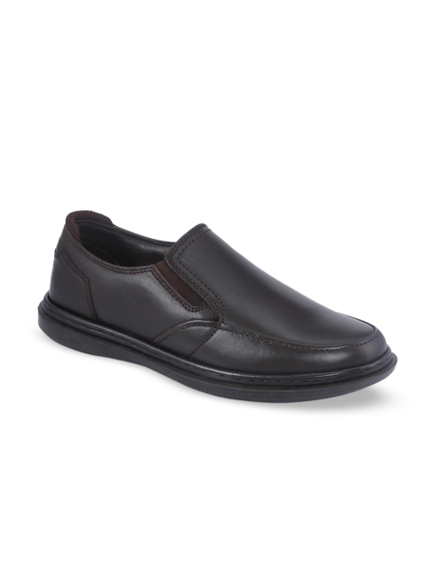 

Khadims Men Brown Solid Leather British Walkers Formal Slip-ons