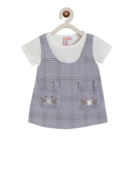 

Kids On Board Girls Blue Checked Pinafore Dress