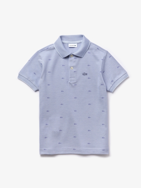 

Lacoste Boys Blue Printed Polo Collar T-shirt