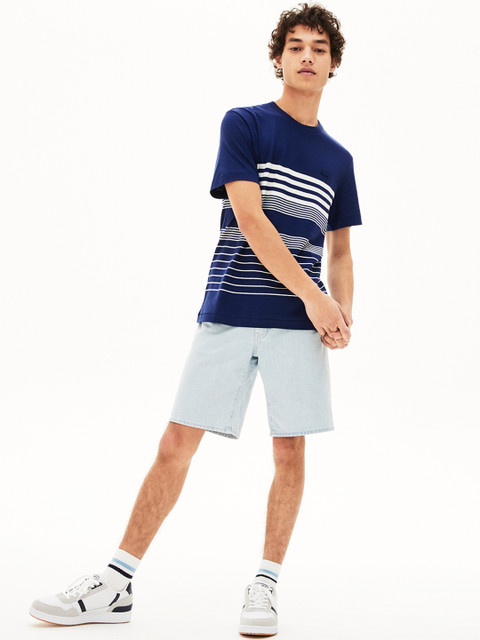 

Lacoste Men Blue Striped Round Neck T-shirt