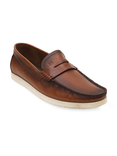 

ROSSO BRUNELLO Men Tan Brown Leather Loafers