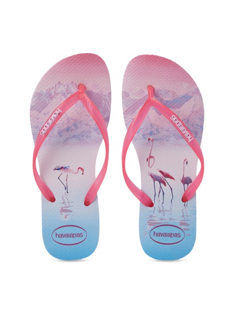 

Havaianas Women Pink & Blue Printed Thong Flip-Flops