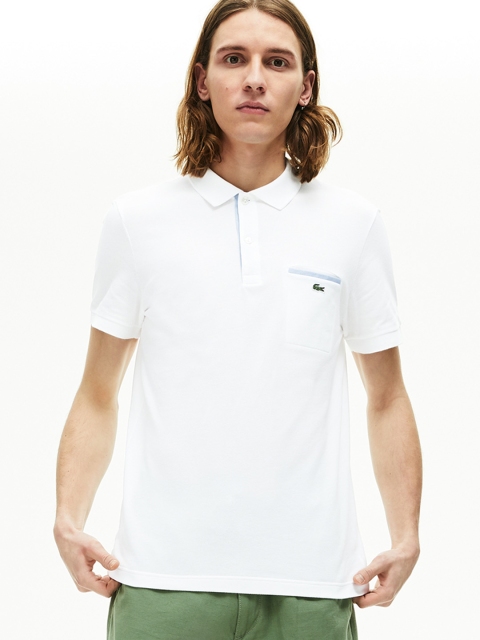 

Lacoste Men White Solid Polo Collar T-shirt