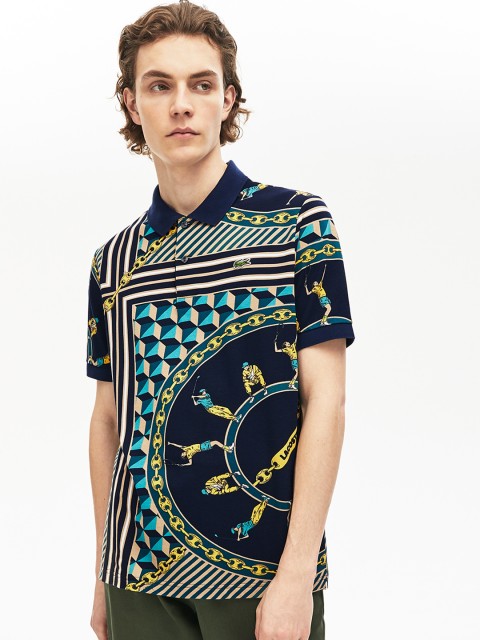 

Lacoste Men Multicoloured Printed Polo Collar T-shirt, Multi