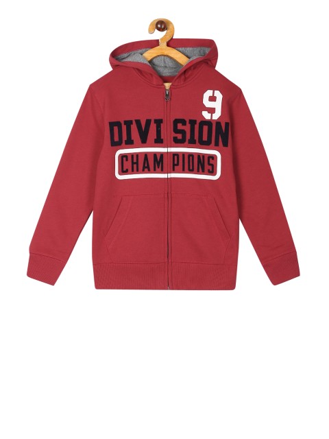 

The Childrens Place Boys Red Printed Hooded Sweatshirt