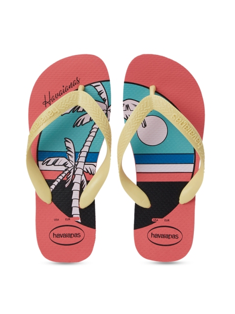 

Havaianas Women Cream-Coloured & Coral Pink Printed Thong Flip-Flops