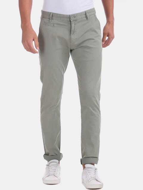 

Aeropostale Men Green Slim Fit Solid Regular Trousers