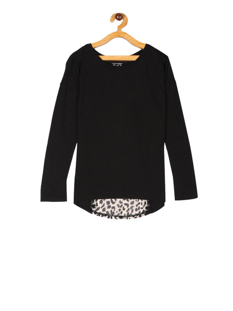 

The Childrens Place Girls Black Animal Print Knitted Top