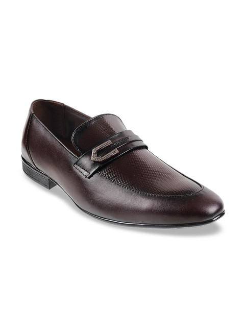 

Metro Men Maroon Textured Leather Formal Loafers
