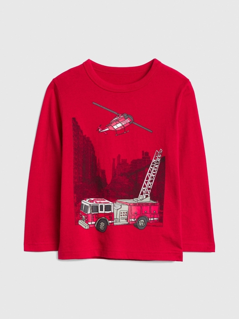 

GAP Boys Red Printed Round Neck T-shirt