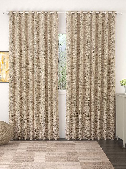

Story@home Grey & Beige Set of 4 Jacquard Textured Door Curtains