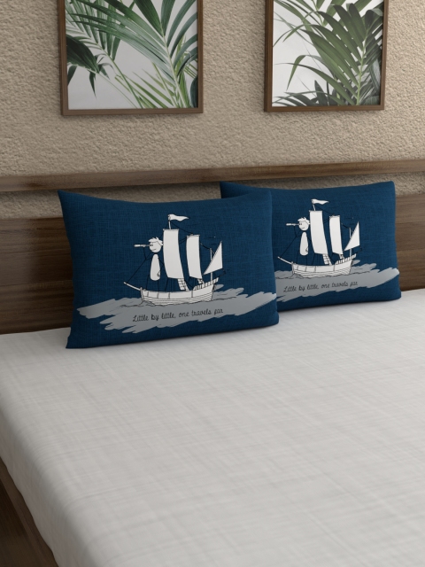 

My Room Set of 2 Blue & White Abstract 210TC Pillow Covers