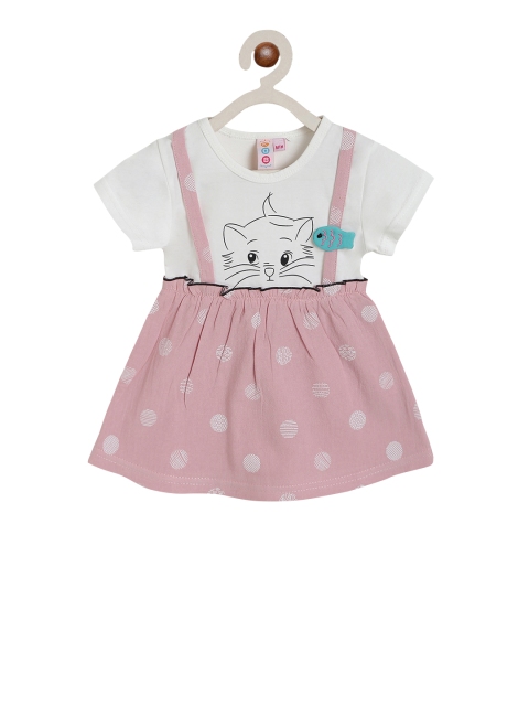 

Kids On Board Girls Pink Printed Pinafore Dress