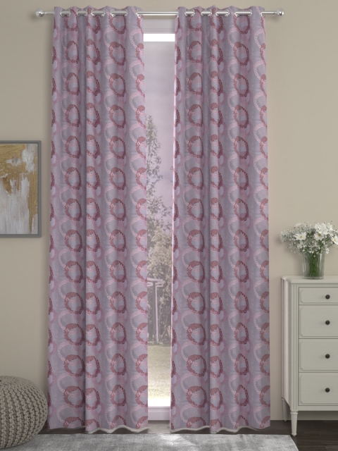 

ROSARA HOME Red & Grey Set of 2 Door Curtains