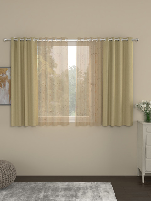 

ROSARA HOME Beige Set of 4 Window Curtains