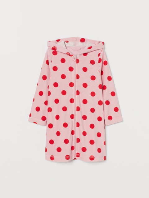 

H&M Girls Pink & Red Printed Hooded Dressing Gown