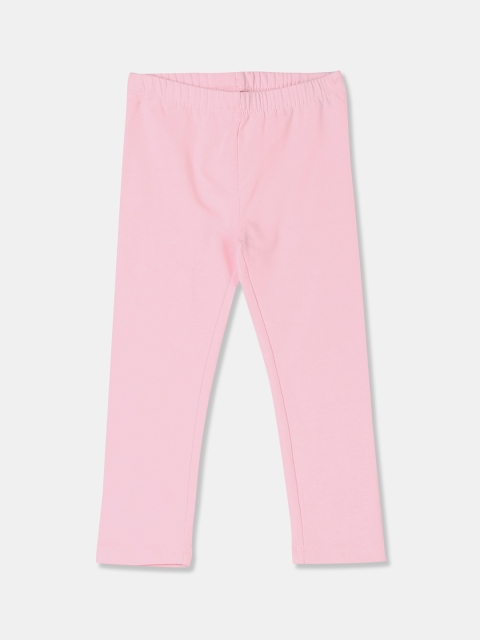

The Childrens Place Girls Pink Solid Ankle-Length Leggings