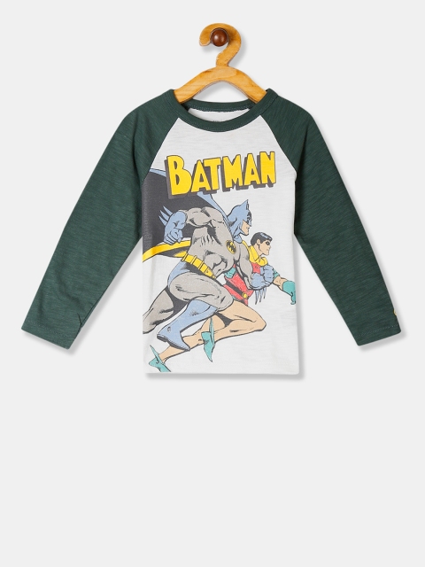 

GAP Boys White & Green Batman Printed Round Neck T-shirt