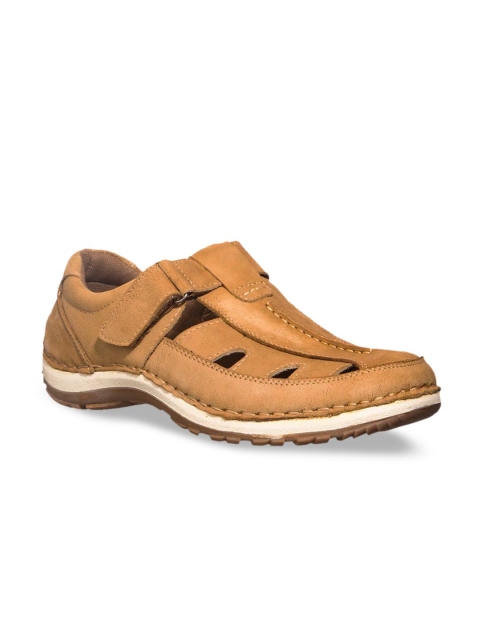

Khadims Men Tan Brown Solid Leather Shoe-Style Sandals
