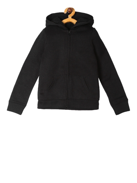 

The Childrens Place Girls Black Solid Hooded Sweatshirt