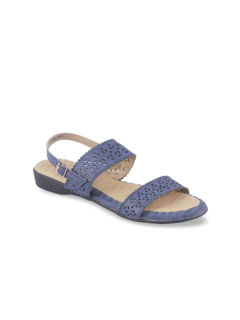 

Khadims Women Blue Textured Open Toe Flats