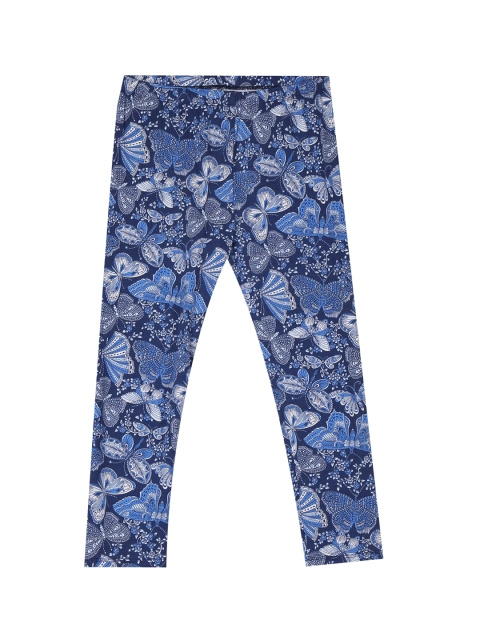 

The Childrens Place Girls Navy Blue & White Printed Three Fourth-Length Leggings