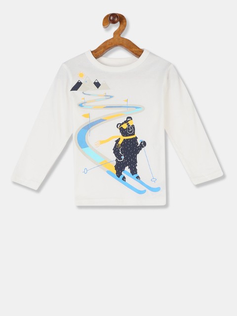 

GAP Boys Off-White Printed Round Neck T-shirt