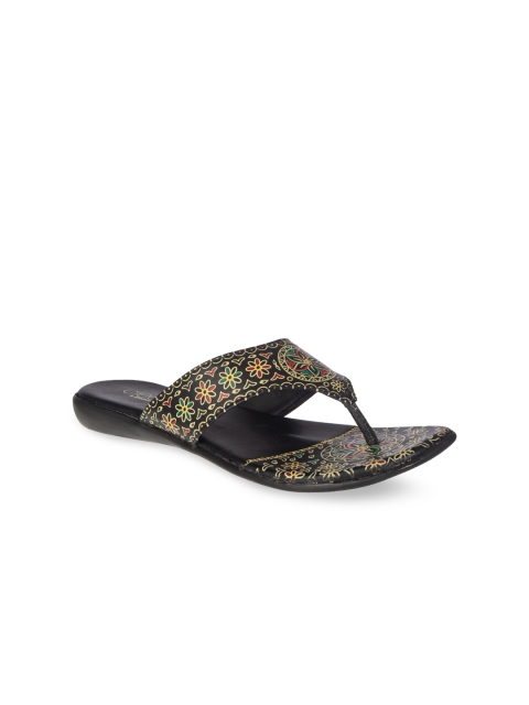 

Khadims Women Black & Yellow Printed Open Toe Flats