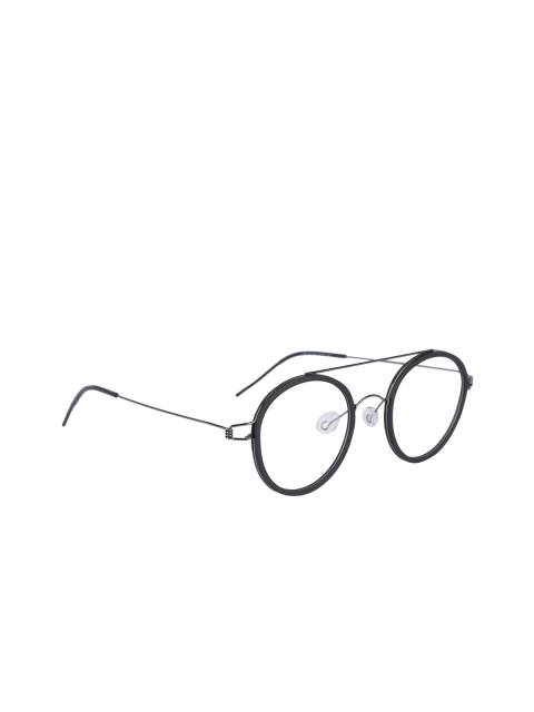 

MARC LOUIS Unisex Black & Gunmetal-Toned Solid Full Rim Round Frames MLTIM-V10 C04 46 FR