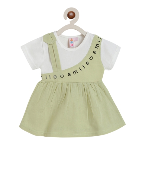 

Kids On Board Girls Green Printed Fit and Flare Dress