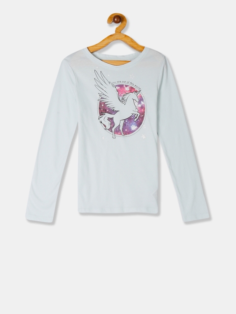 

GAP Girls Grey Printed Round Neck T-shirt