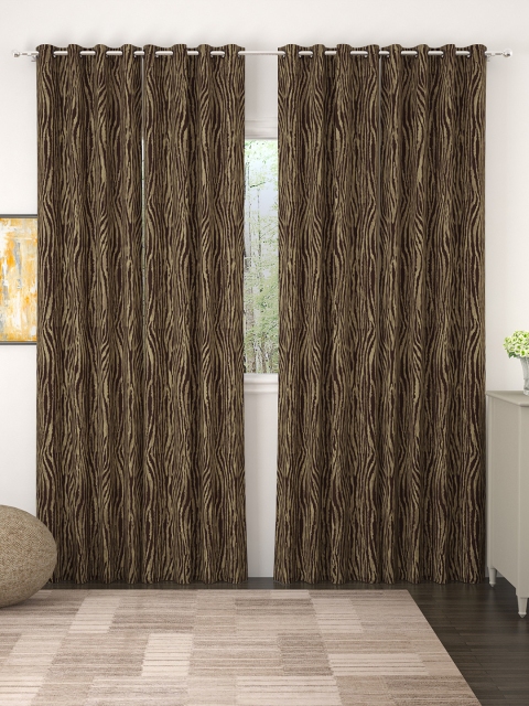 

Story@home Brown & Beige Set of 4 Door Curtains