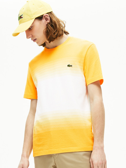 

Lacoste Men Yellow & White Colourblocked Round Neck T-shirt