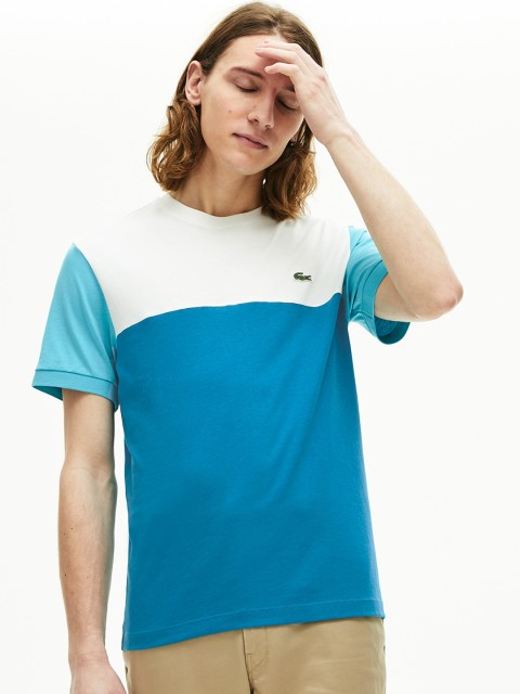 

Lacoste Men Blue & White Colourblocked Round Neck T-shirt