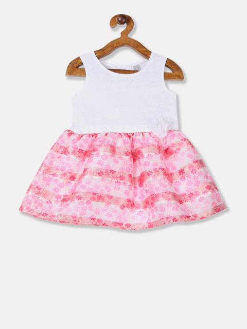 

The Childrens Place Girls White Colourblocked Fit and Flare Dress