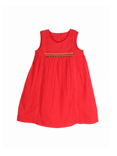 

My Little Lambs Girls Red Solid A-Line Dress