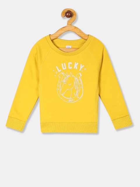 

GAP Toddler Girl Yellow Unicorn Print Crew Neck Sweatshirt