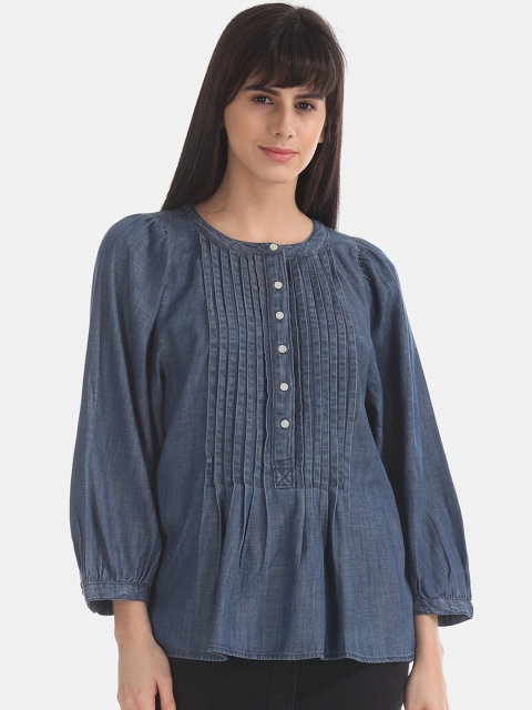 

GAP Women Blue Regular Fit Solid Casual Shirt
