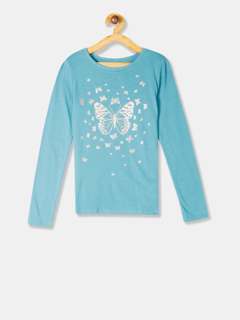 

GAP Girls Blue Printed Round Neck T-shirt