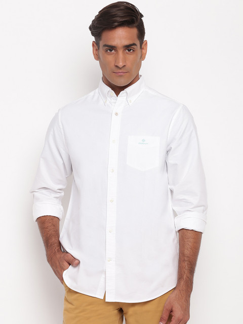 

GANT Men White Regular Fit Solid Casual Shirt