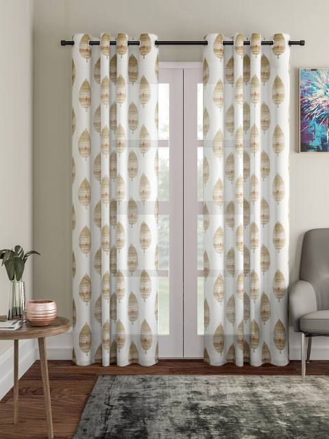 

Soumya Off-White & Olive Green Single Sheer Long Door Curtain