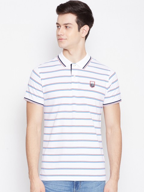 

GANT Men White Striped Polo Collar T-shirt
