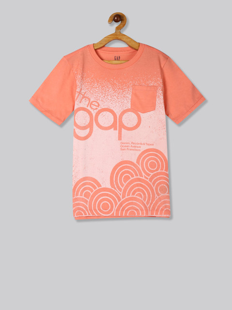 

GAP Boys Orange Printed Round Neck T-shirt